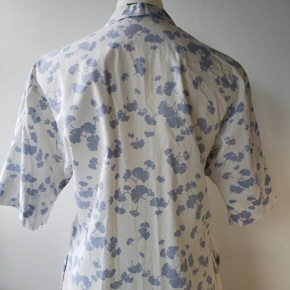Vintage Marjorie Prairie Maxi White & Periwinkle Blue Parsley Toteme Style Smock - Picture 3 of 12